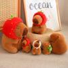 Capybara Doll Strawberry Kapibara Plush Toy Kapibara Snap Ring Capybara Doll Keychain