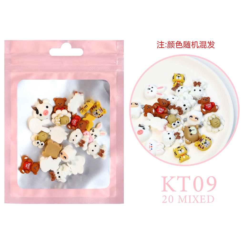 Nail Art Resin Cartoon Jewelry With The Same Mixed Mini Cartoon, Little Soft And Cute Girl Heart Cartoon 20 Pcs