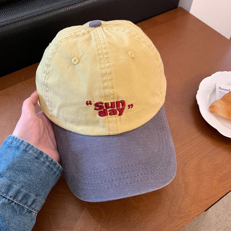 New Cotton Contrast Color Baseball Cap For Women JK Korean Embroidery Peaked Hat Girls Outdoor Sports Snapback Sun Visors Hats