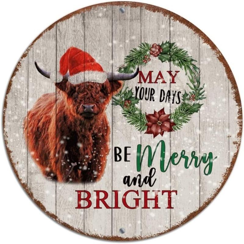 Witch Broom Halloween Sign, Round Aluminum Wall Plaque 20x20cm