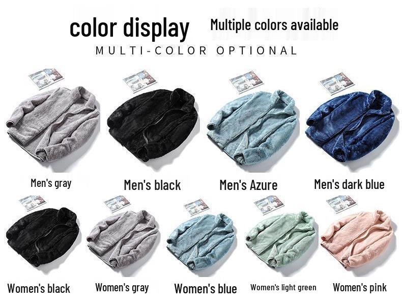 Женская флисовая куртка большого размера с двусторонним ворсом - Бархатистая, Плотная, Осень/Зима, Теплая, Свободного кроя, Воротник-стойка, Модный кардиган-свитшот.