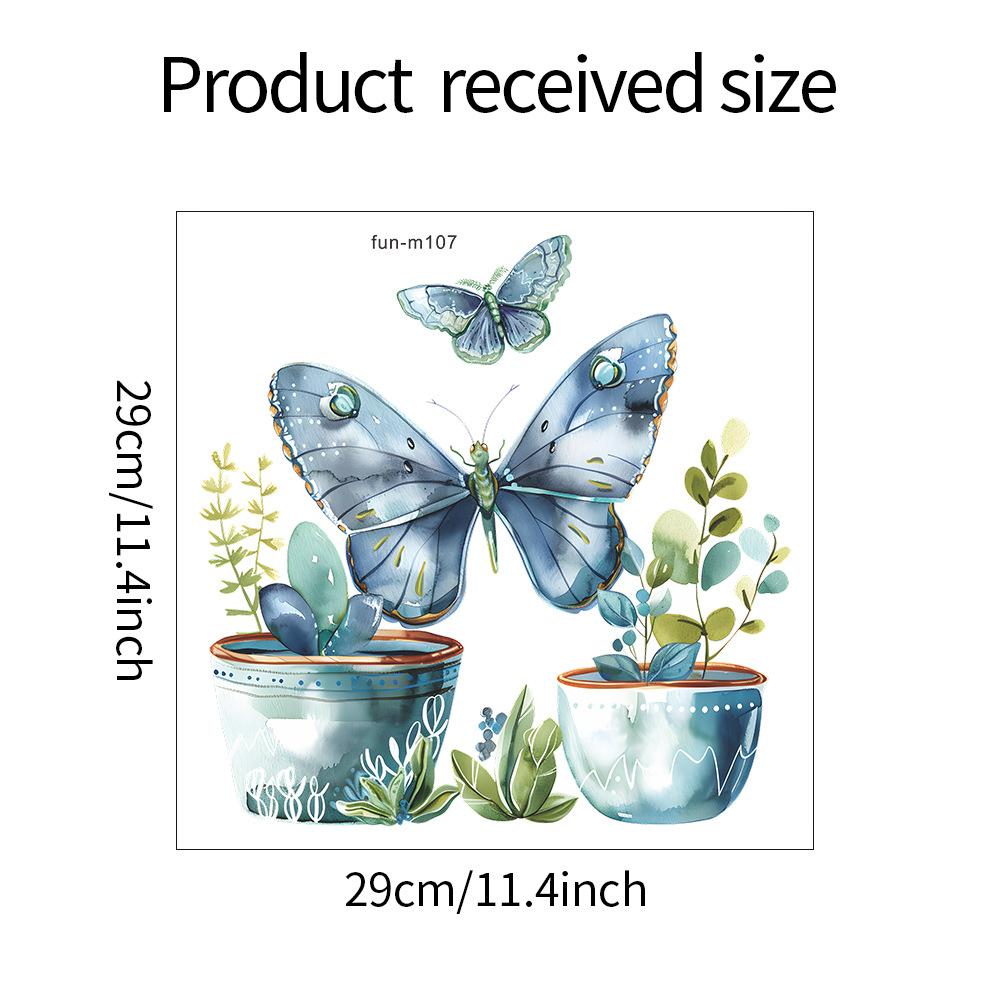 Fun-m107 Painted Butterfly Green Plant Potted Toilet with Bathroom Bathroom Beautification Wall Sticker