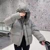 Qishki Moda Keng Ayollar Qisqa Palto Gul Kapushonli Issiq Qalinlashtirilgan Jaket