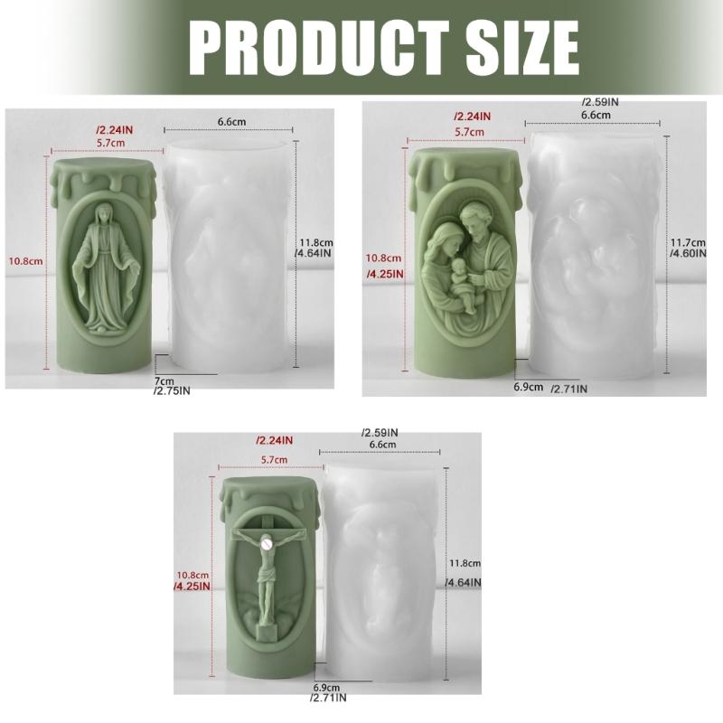 Nativity Embossed Cylinder Silicone Candle Mould Food Grade Silicone For Making Candle Soap Chocolate Holiday Decoration