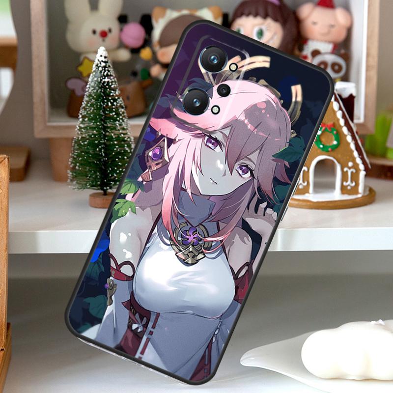 Чехол Yae Miko Genshin Impact для OPPO Realme C55 C35 C33 C31 C30 C25 C21Y C11 GT Neo 5 3T 2T Realme 10 9 11 Pro Plus