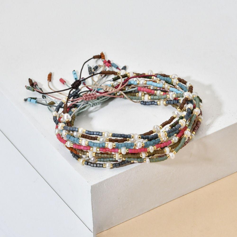 Bohemian Style Beaded Bracelet Thin Design Friendship Bracelet Hand-woven Bracelet Beach Vacation