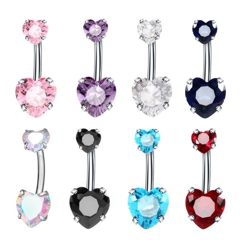 Heart Belly Button Rings Internal Thread Navel Rings Shiny Belly Piercing Women