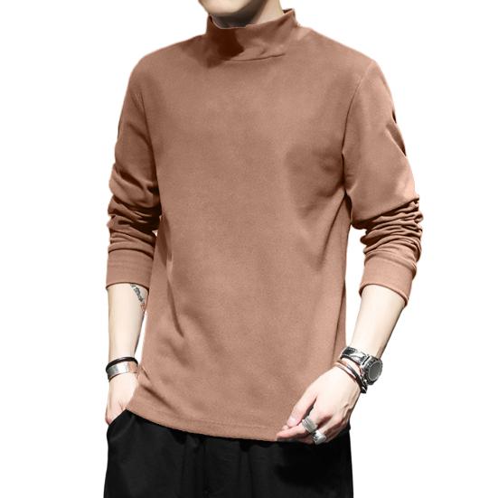 Осень-зима Мужской топ с высоким воротником, однотонный, длинный рукав, толстый, теплый, эластичный, мягкий, свитер, повседневная толстовка, весенняя одежда