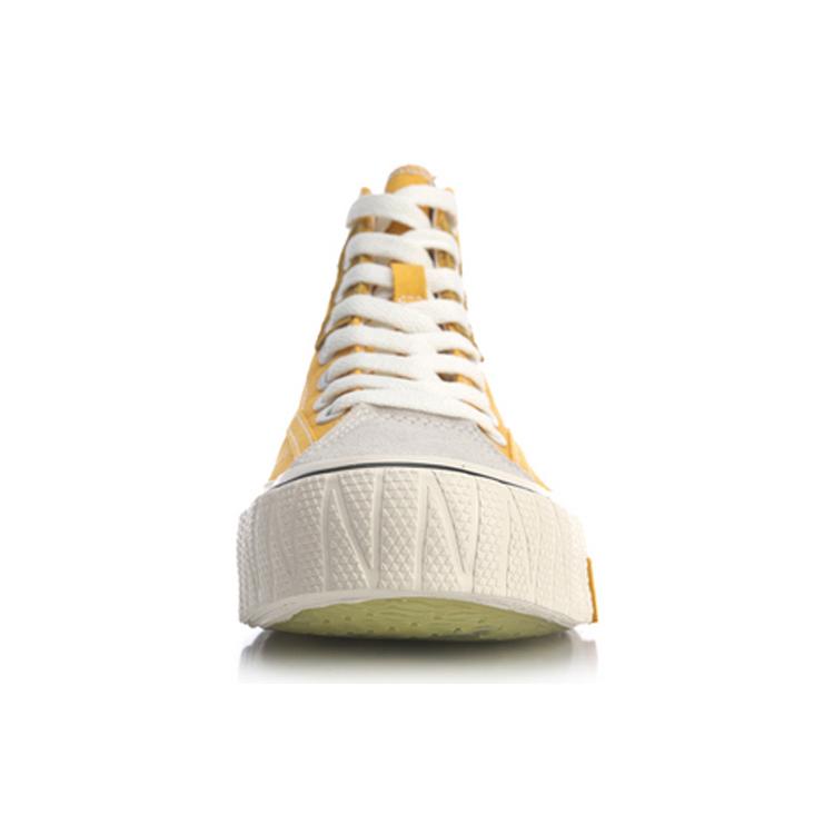 DISHINIMIQI x Li Ning Wave Canvas Hi Устойчивые к скольжению и истиранию Высокие кеды для скейтбординга Женские Желтый Черный AGCQ202-3