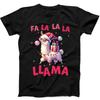 Christmas Lights Fa La Llama Farm Santa Funny Gift Black Tee T Shirt 184