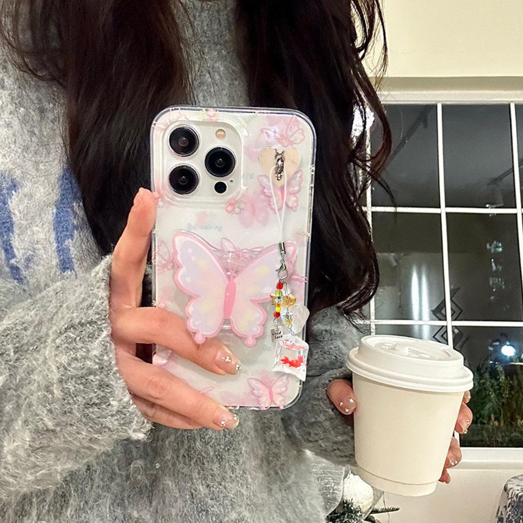 Брелок для телефона из смолы и сплава ручной работы, подвеска-мешочек с черной золотой рыбкой и бусинами, аксессуар для сумки, для любителей моды