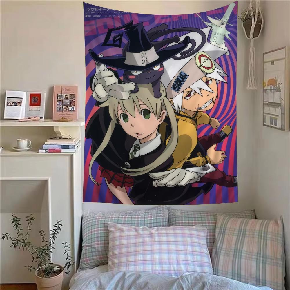 Гобелен Soul Eater Коса Смерти Колдунья Черный Кот Тема Униформы Гобелен Декор Стены Спальни Аниме Гобелен Плоская Печать