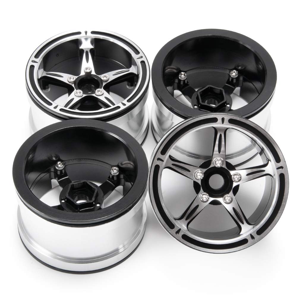 Inch Internal Beadlock Ring Wheel Tire Inner Internal Beadlock Wheels Hub RC Car Wraith 90018 RC Crawler 23 Silver and 2.2 No. (4 Pieces, Black)