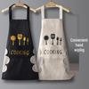 Nordic & Korean Style Waterproof Adult Couple Apron with Hand-Wiping Function, Black and White