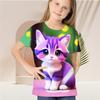 Bolalar Qizlar Futbolkasi Gradient Payetkalar Kawaii Mushuk Qisqa Qo'lli O-Bo'yin Bolalar uchun Pajama Kiyimlari 2 yoshdan 7 yoshgacha Qizlar uchun Tee Top