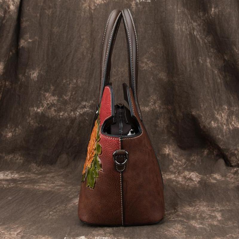 Handmade Embossing Retro Luxury Handbags Women Bags Designer Leather Shoulder & Crossbody Bags