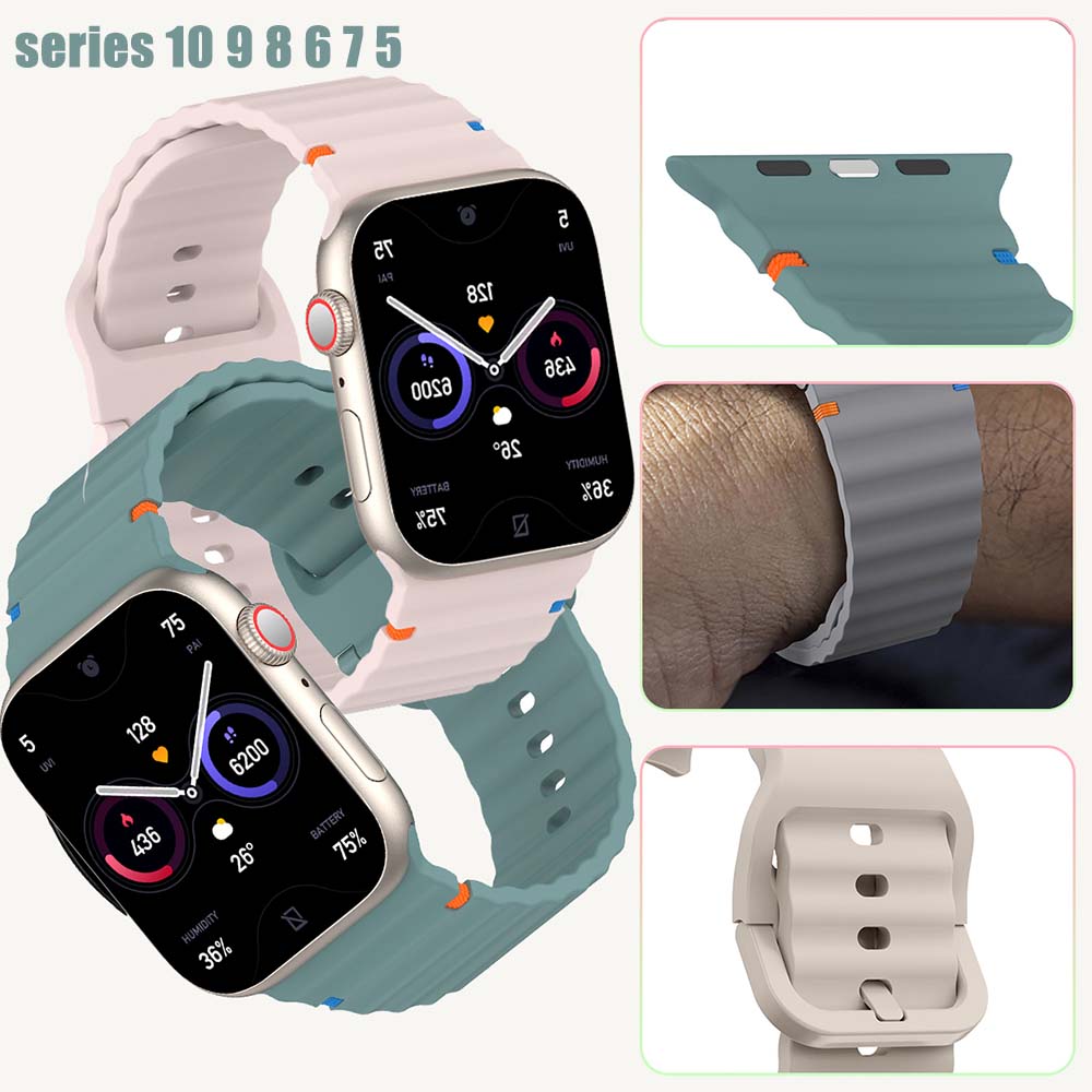 Силиконовый Ремешок Для Apple Watch Серии 10 46мм 42мм Спортивный Браслет Для Iwatch 10 9 8 7 6 45мм 42/44/40мм 38мм Ремешок Наручный
