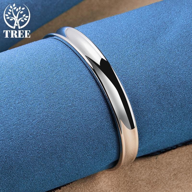 Ювелирные изделия из стерлингового серебра 925 пробы, гладкий регулируемый браслет диаметром 8 мм