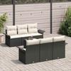 7 Piece Garden Sofa Set with Cushions Black and Cream Poly Rattan