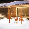 4Pcs/Set Christmas Tree Garden Stake Weather-proof Heavy Duty Outdoor Patio Yard Lawn Metal Elk Silhouette Sign Spike Stick Decoration Ornament