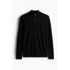 H M sliM Fit Merino Wool Zip Up Sweater Black