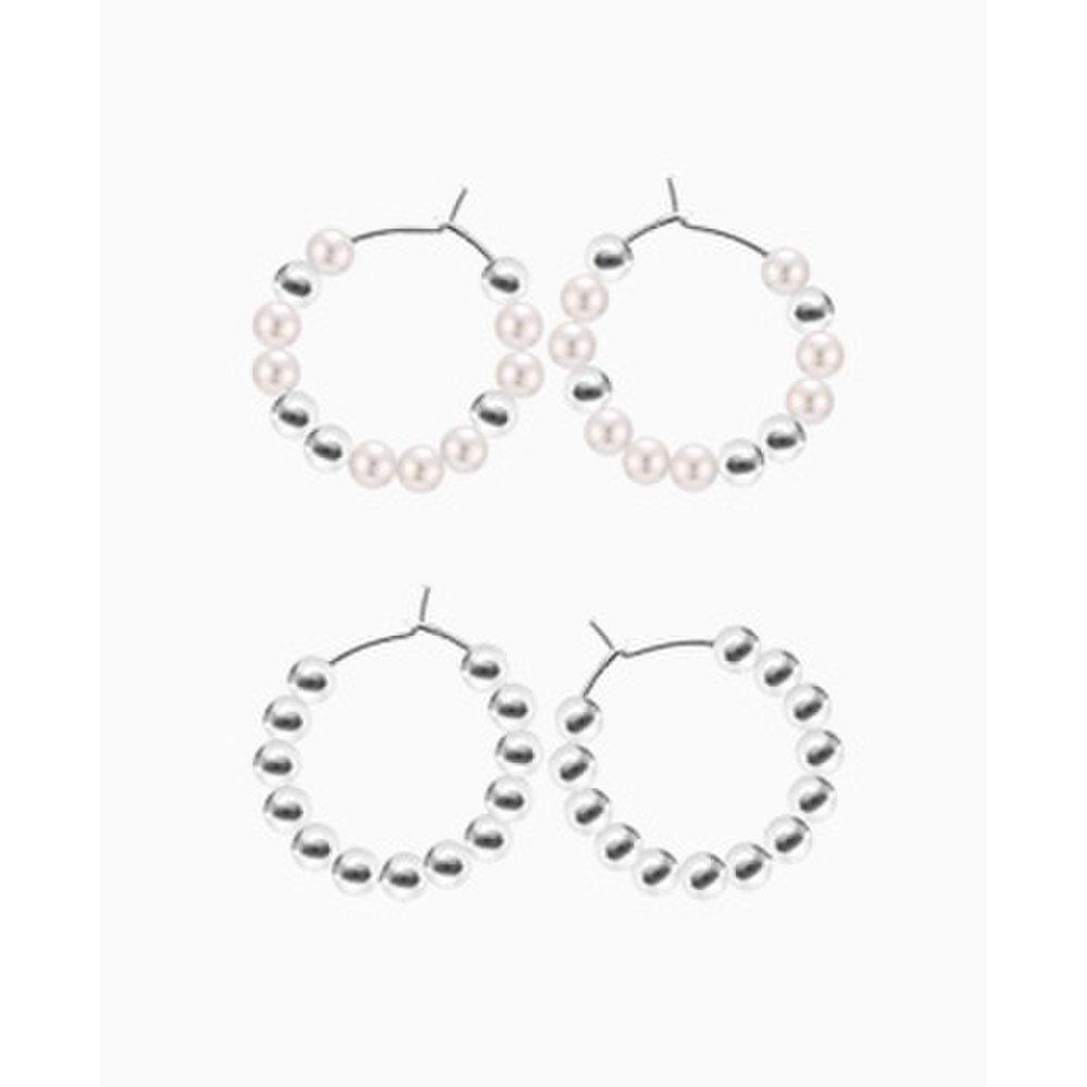 [Silver] Silver Ball Ring Earrings (Pearl&Ball)