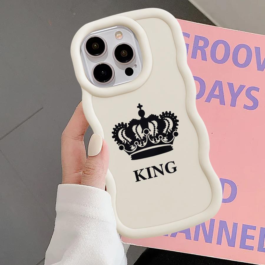 Мягкий чехол для телефона для iPhone 15 Plus XR 13 11 8 14 16 Pro Max 17 Air 12 Корона Королева Король Буква