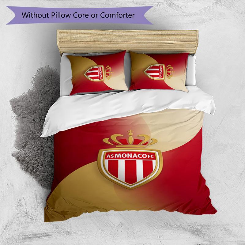 Monaco FC Printed 3PCS Bedding Set Breathable Duvet Cover with Pillowcases Decorative Bed Linen for Bedroom Home