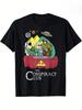 Conspiracy Club T-shirt - Soft Casual Style with Patterns of UFO, Alien, and Pyramid. Regular Style, Short Sleeved Round Neck