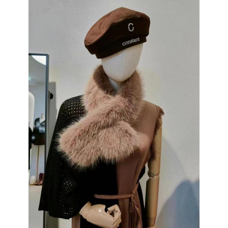 Однотонный универсальный искусственный мех норки Модный стиль для поездок на работу Меховой воротник Шарф для женщин Легкий роскошный Пушистый Простой шарф