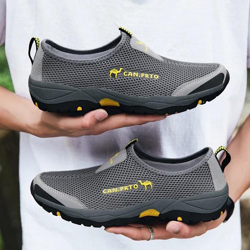 Fashion Summer Shoes Men Casual Shoes Air Mesh Outdoor Breathable Slip-on Man Flats Sneakers Comfortable Water Loafers Size 46