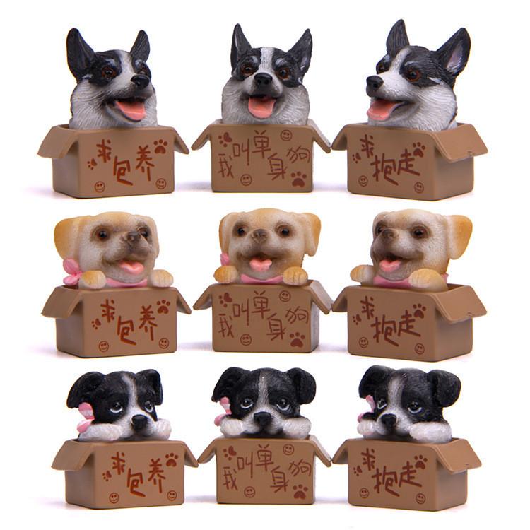 Cute Cartoon Box Corgi Husky Shepherd Dog Mini Model For Party Decorations And Gifts