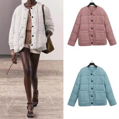 Женская новая свободная куртка из материала Tencel с круглым вырезом и длинными рукавами, с карманами, хлопковая куртка на осень и зиму, шикарные теплые топы
