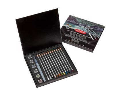 [Оригинальный продукт для внутреннего рынка] Цветные карандаши Derwent Graffitint (12 цветов) & Твердые акварельные краски (6 цветов) Набор Mixed Media 2305949