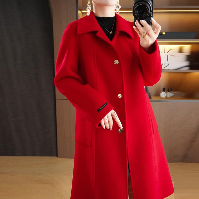 Женское пальто из 100% шерсти TIDENOVEL Осеннее шерстяное длинное пальто Ручной работы Пальто-бушлат Зимняя теплая шерстяная длинная куртка Пальто