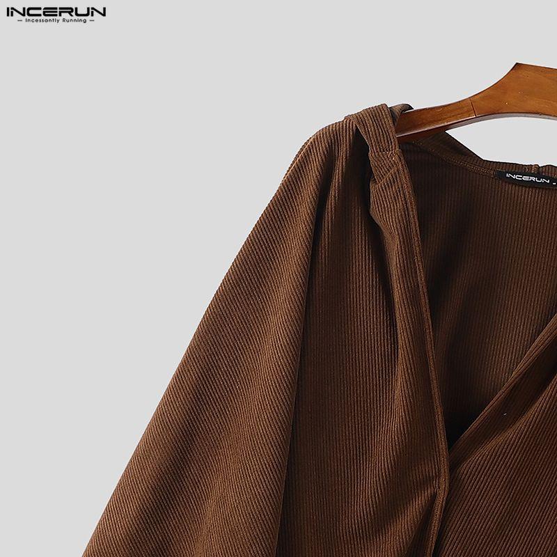 INCERUN Осень Зима Мужские Необычные Плащи с Капюшоном Топы Свободные Мешковатые Текстурные Накидки Пальто