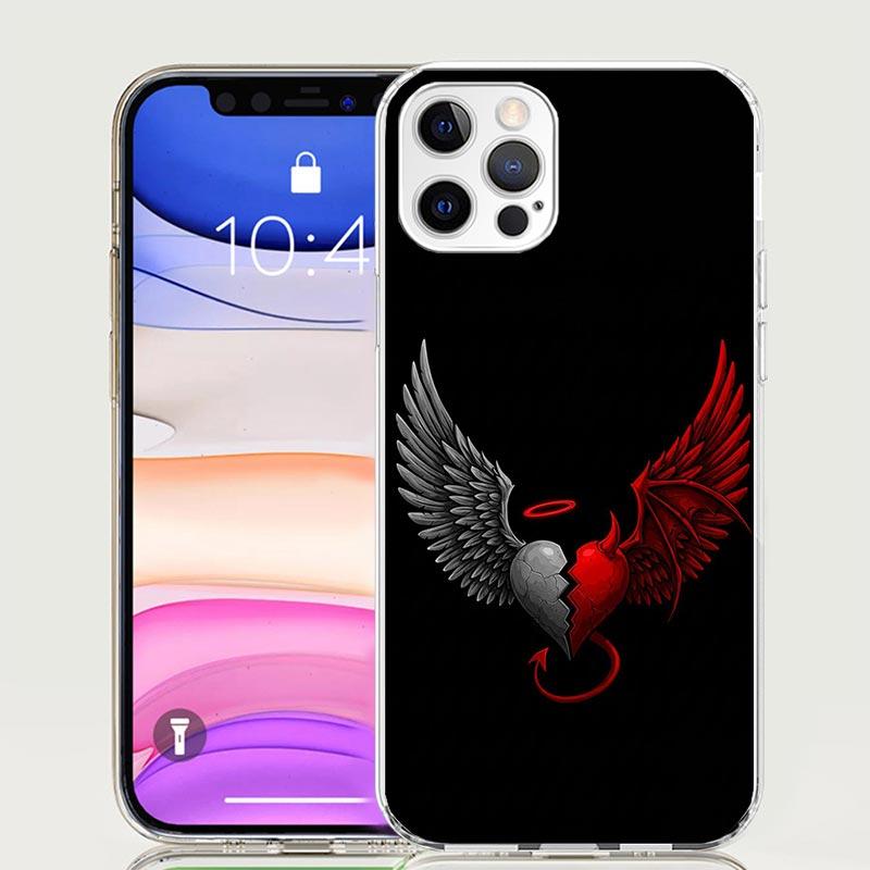 Чехол для телефона с ангельскими крыльями и дьяволом для iPhone 17 Air 16 15 Plus 11 14 Pro Max 13 Mini 12 7 8 + SE Художественный узор Индивидуальная крышка 17