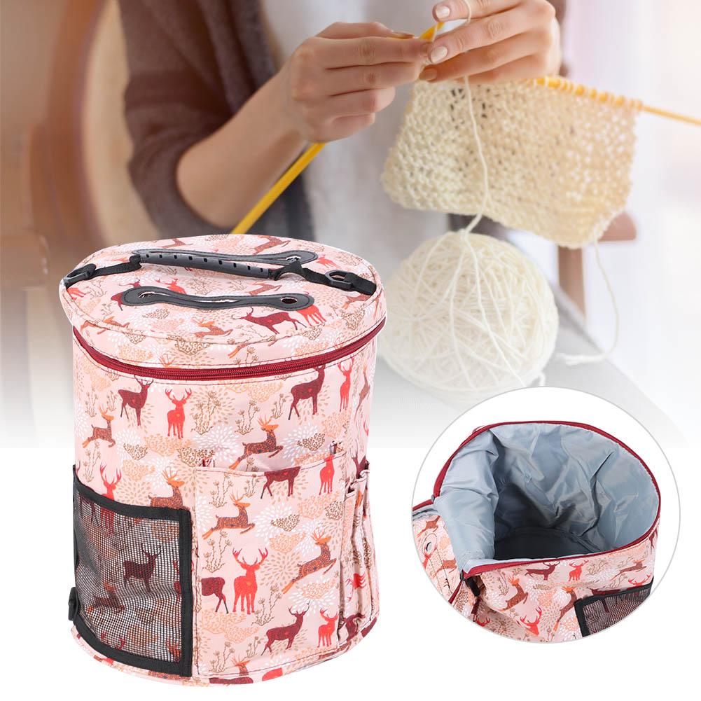 Knitting Storage Bag Portable Crochet Hook Needle Sewing Tool Accessories Case(Large Barrel)