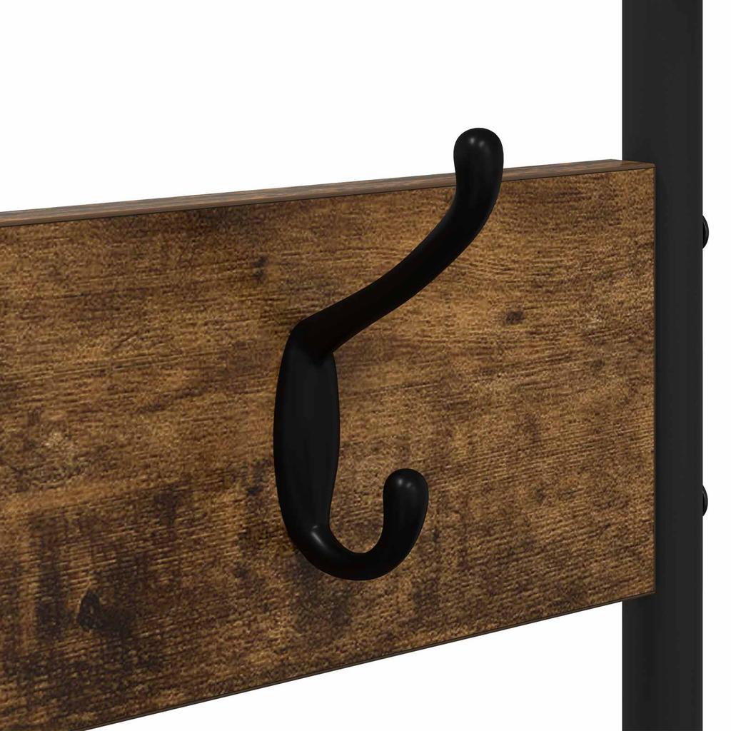 Coat Rack with Shoe Bench Smoked Oak 143 x 30 x 199.5 cm