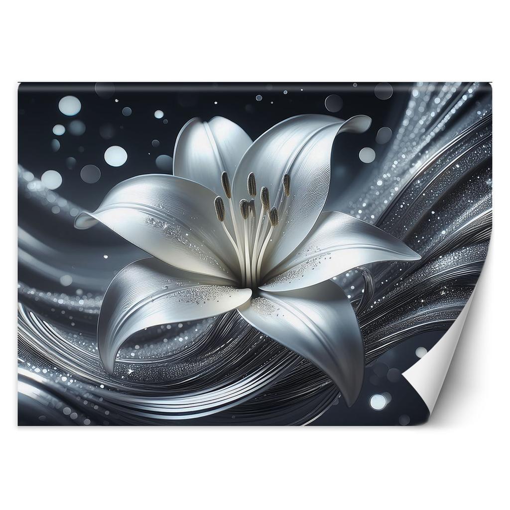 Wallpaper Silver Abstraction Flower