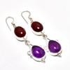 Amethyst, Carnelian Gemstone 925 Silver Plated Jewelry Earring 2.65"