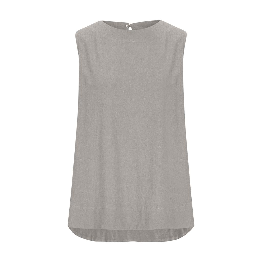 Women's Loose Casual Cotton Linen Solid Color Sleeveless Top Vest