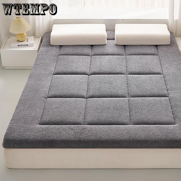 WTEMPO Bedroom Dormitory Single and Double People Padded Quilt Lamb Woolen Mattress Winter Thickened Warm Tatami Plush Cushion