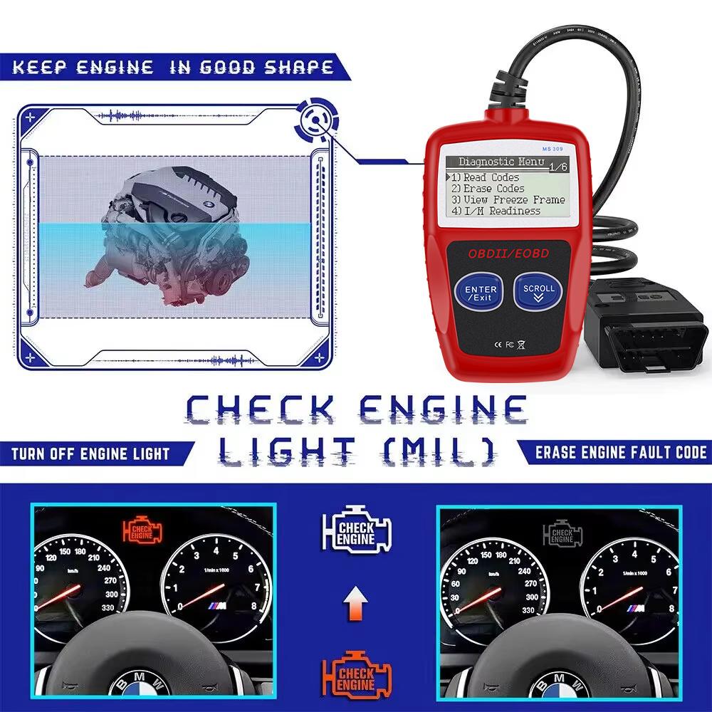 Сканер OBD 2, универсальная версия, очистка кодов неисправностей, многофункциональный цифровой дисплей, 16-контактный автомобильный диагностический инструмент, считыватель кодов OBD2