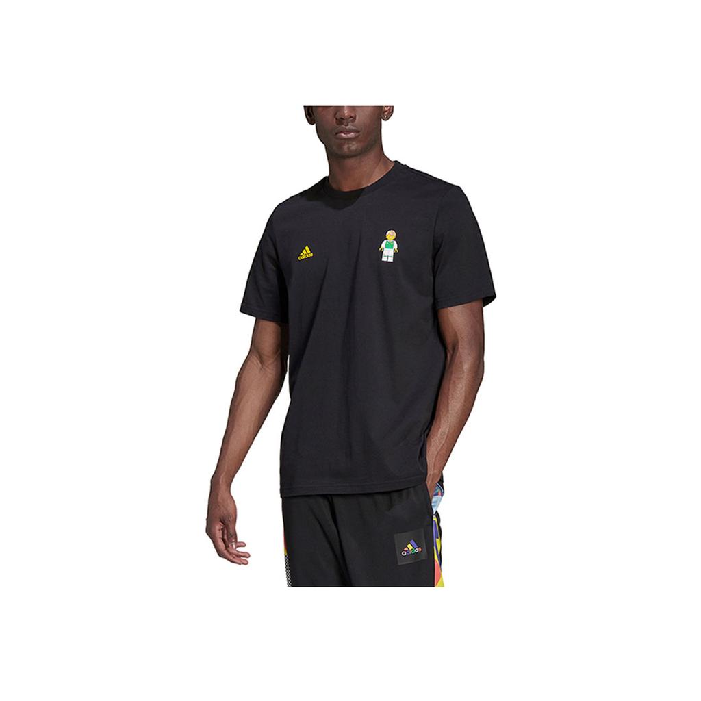 Adidas Футболка с коротким рукавом и круглым вырезом с принтом логотипа, мужские топы, черные HG1400