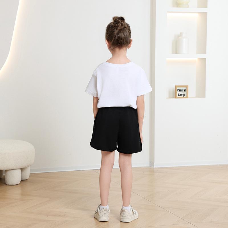 Унисекс летняя хлопковая футболка для детей 2024 – Модная с коротким рукавом и круглым вырезом для мальчиков и девочек