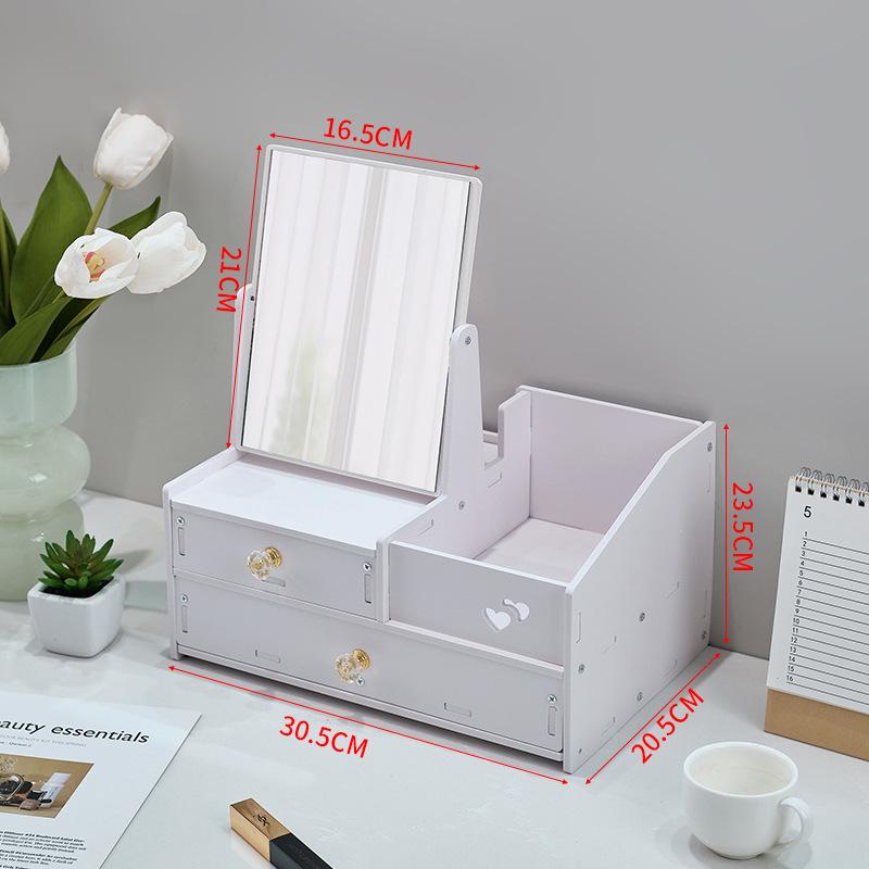 Cosmetics storage box, makeup mirror, skincare product shelf, lipstick jewelry organizer, drawstring bag, drawer mirror cabinet, home storage unit