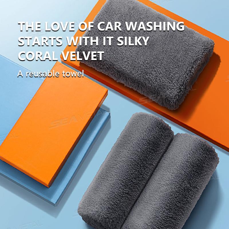 SEAMETAL serviette de nettoyage de voiture en microfibre 500GSM chiffon de séchage à Super Absorption épaissi Ultra-doux