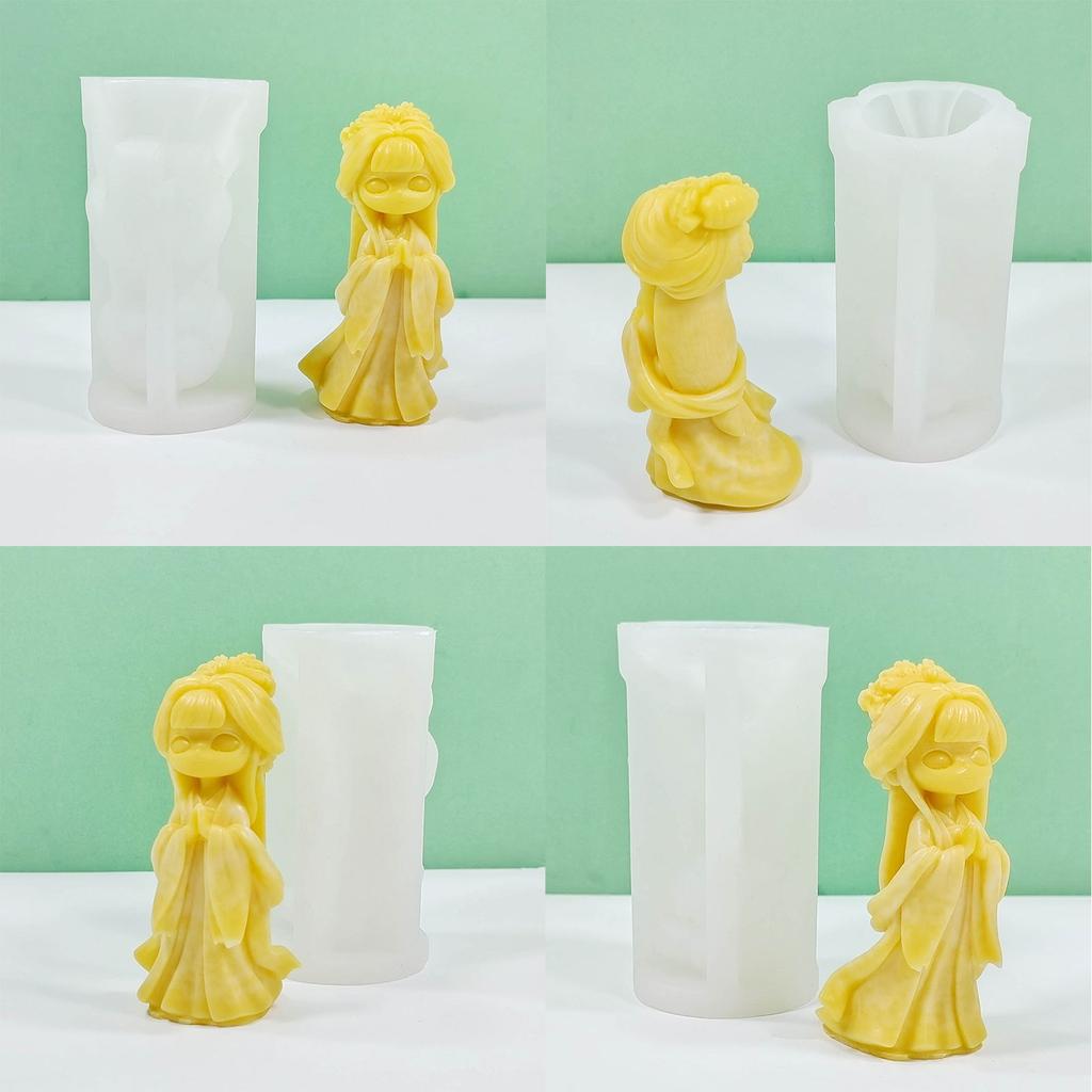 Ancient Doll Candle Silicone Mold 3D Girl Aromatherapy Plaster Soap Resin Mold DIY Chocolate Cake Baking Tool Home Decor