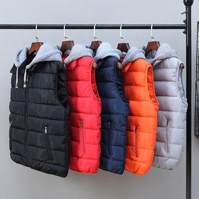 Пара Стиль Мода Сплошной Цвет Карман Молния Хлопок Пальто Жилет Пальто Женщины И Мужчины